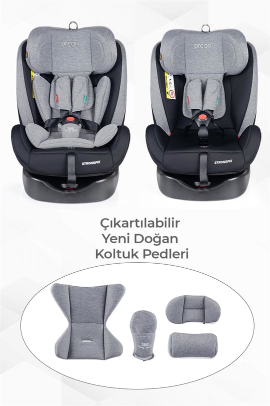 Prego Strongfix 360 Derece Dönebilen 0-36 Kg İsofixli Oto Koltuğu Gri 4088