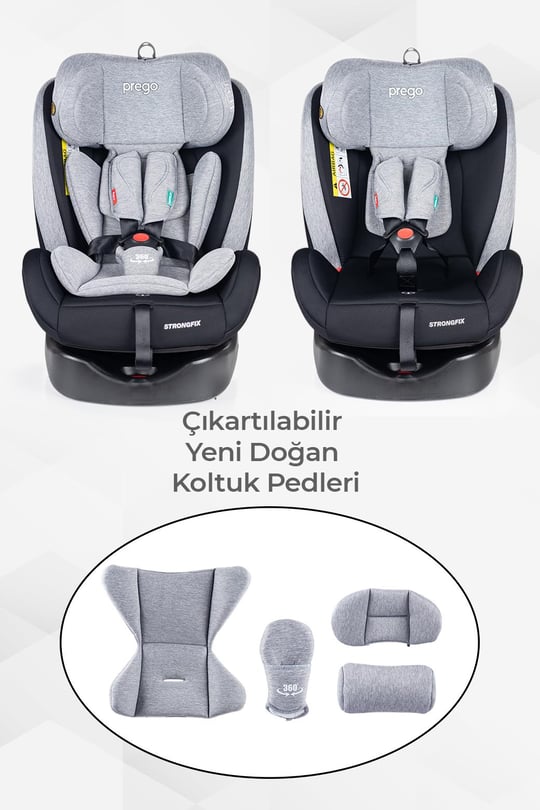 Prego Strongfix 360 Derece Dönebilen 0-36 Kg İsofixli Oto Koltuğu Füme 4088