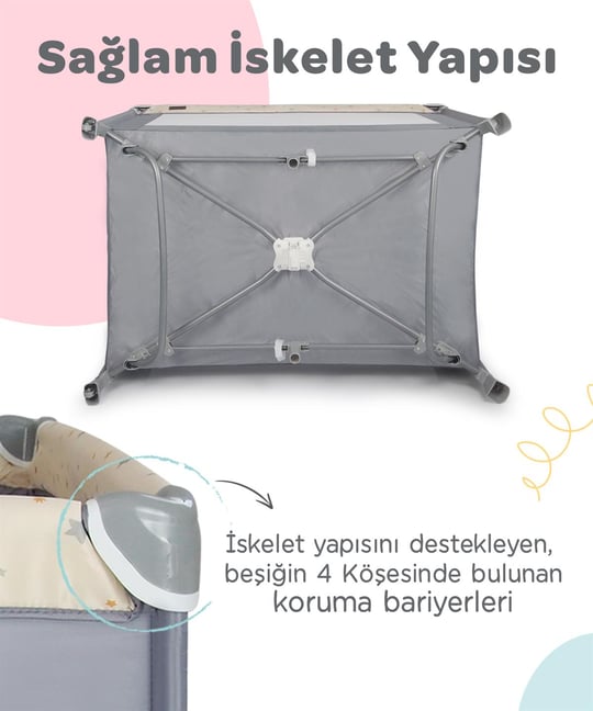 Prego Tokyo Dönenceli Oyun Parkı 70*110 Cm Gri 8047