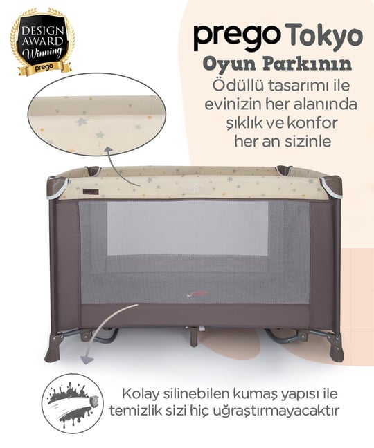 Prego Tokyo Dönenceli Oyun Parkı 70*110 Cm Bej 8047