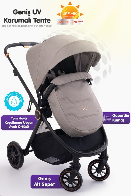 Prego Venüs Premium Çift Yönlü Bebek Arabası Bej