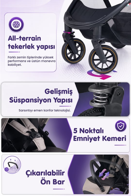 Prego Venüs Premium Çift Yönlü Bebek Arabası Bej
