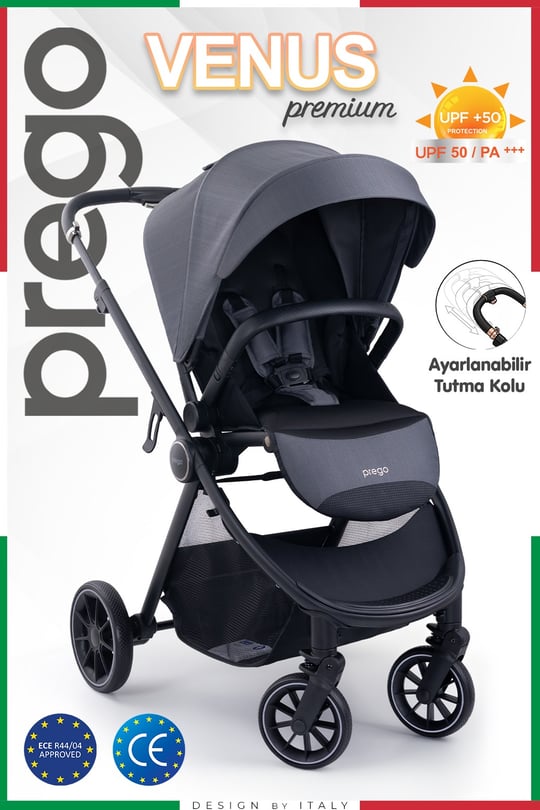 Prego Venüs Premium Çift Yönlü Bebek Arabası Gri