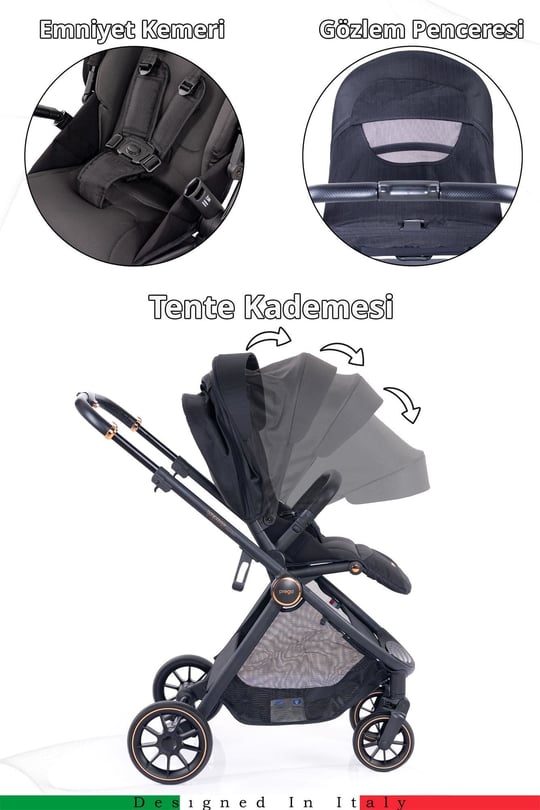 Prego Venüs Premium Travel Sistem Bebek Arabası Siyah 2029