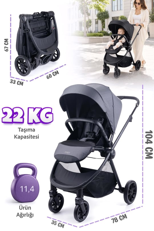 Prego Venüs Premium Travel Sistem Bebek Arabası Gri 2029