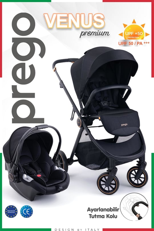 Prego Venüs Premium Travel Sistem Bebek Arabası Siyah 2029