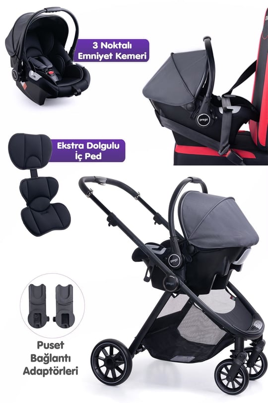 Prego Venüs Premium Travel Sistem Bebek Arabası Gri 2029