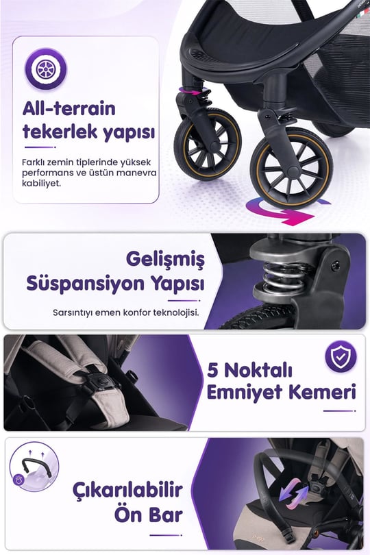 Prego Venüs Premium Travel Sistem Bebek Arabası Bej 2029