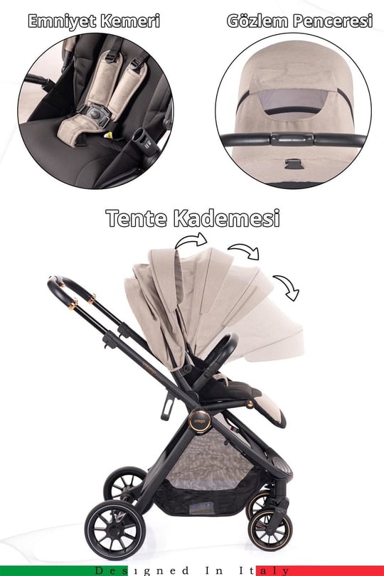 Prego Venüs Premium Travel Sistem Bebek Arabası Bej 2029