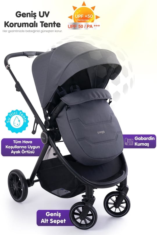 Prego Venüs Premium Travel Sistem Bebek Arabası Gri 2029