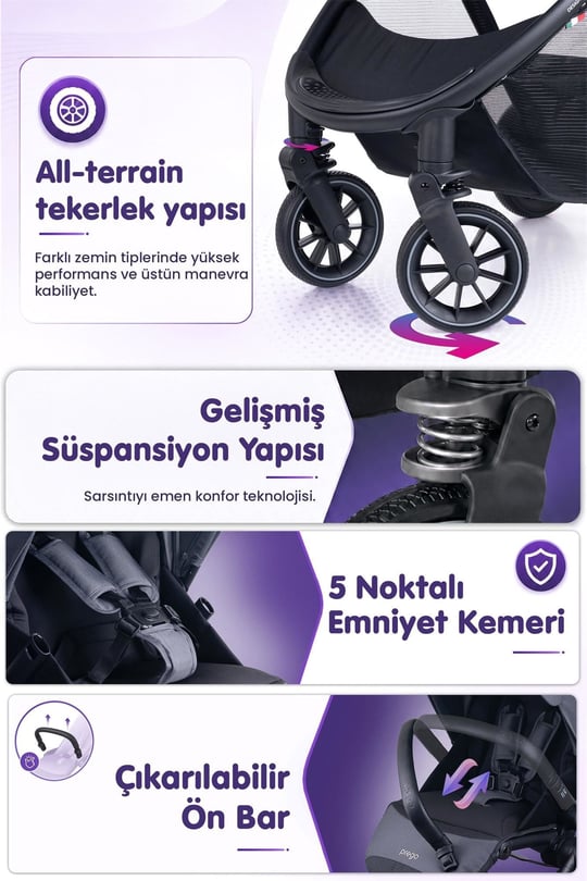 Prego Venüs Premium Travel Sistem Bebek Arabası Gri 2029