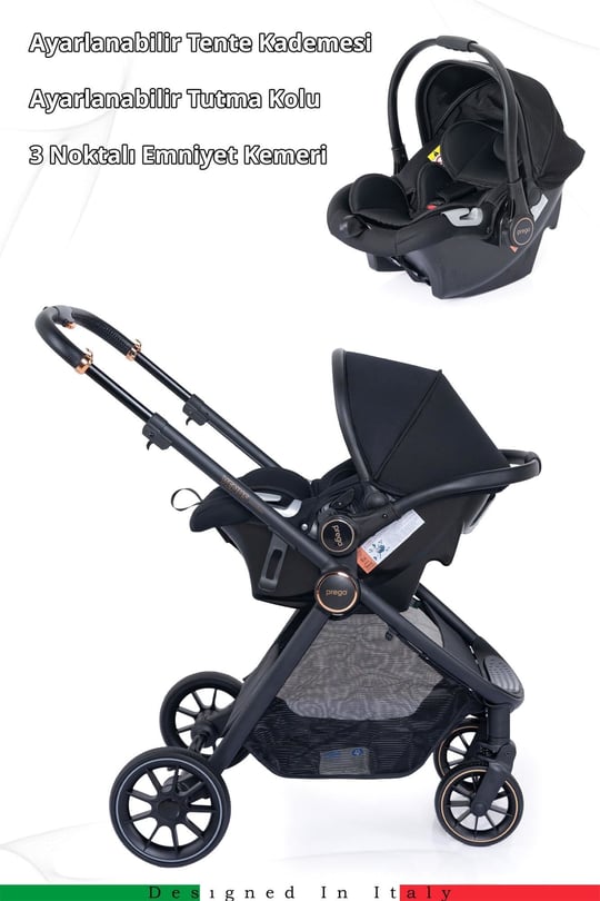 Prego Venüs Premium Travel Sistem Bebek Arabası Siyah 2029
