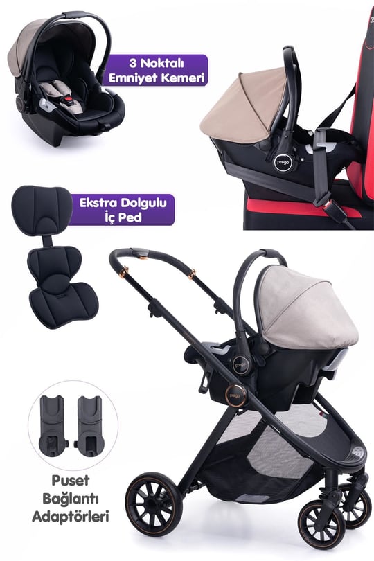 Prego Venüs Premium Travel Sistem Bebek Arabası Bej 2029