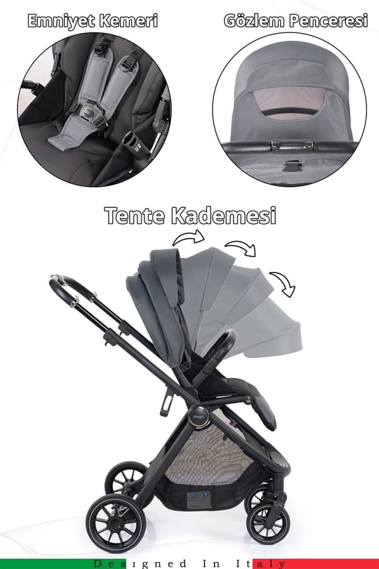Prego Venüs Premium Travel Sistem Bebek Arabası Gri 2029