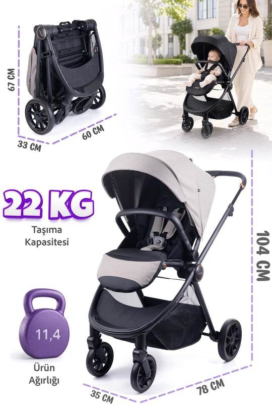Prego Venüs Premium Travel Sistem Bebek Arabası Bej 2029