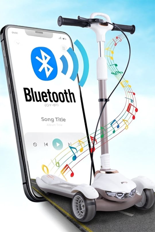 Prego Veyron Bluetoothlu Müzikli Işıklı Çocuk Scooter Bej K-660