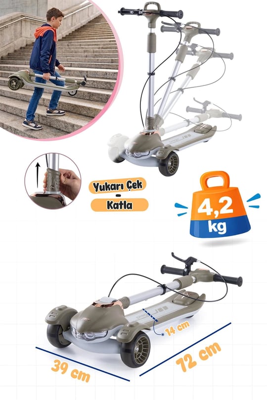 Prego Veyron Bluetoothlu Müzikli Işıklı Çocuk Scooter Yeşil K-660