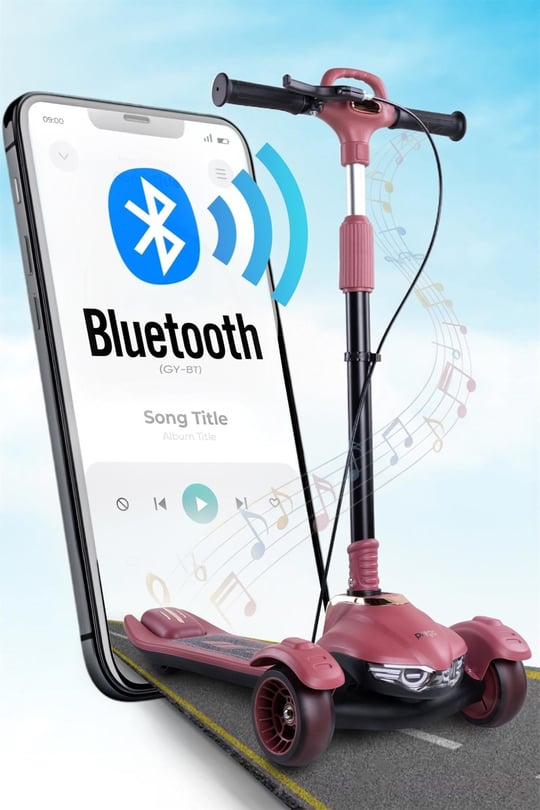 Prego Veyron Bluetoothlu Müzikli Işıklı Çocuk Scooter Kırmızı  K-660