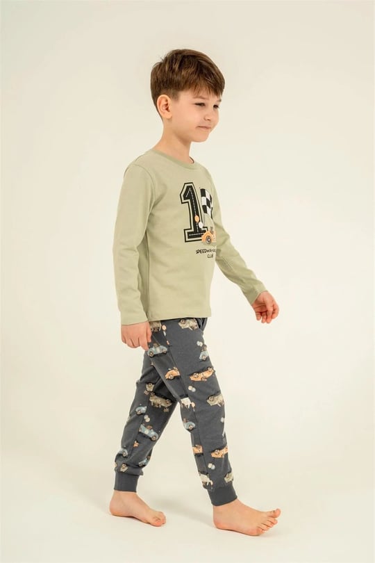 RolyPoly Erkek Çocuk Baskılı Pijama Takımı Yeşil RP3875-3