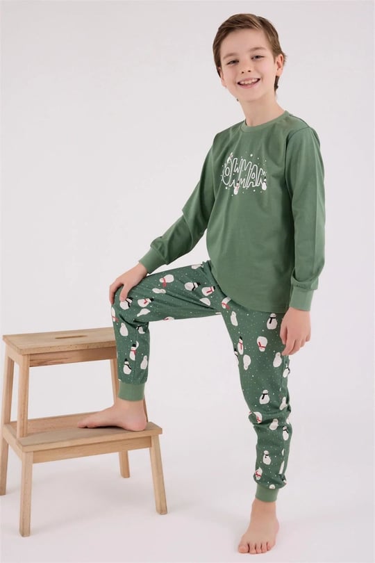 RolyPoly Erkek Çocuk Baskılı Pijama Takımı Yeşil RP3680-2
