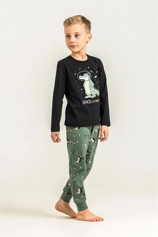 RolyPoly Erkek Çocuk Baskılı Pijama Takımı Siyah RP3862-3