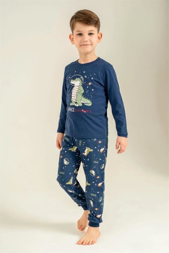 RolyPoly Erkek Çocuk Baskılı Pijama Takımı Lacivert RP3862-3