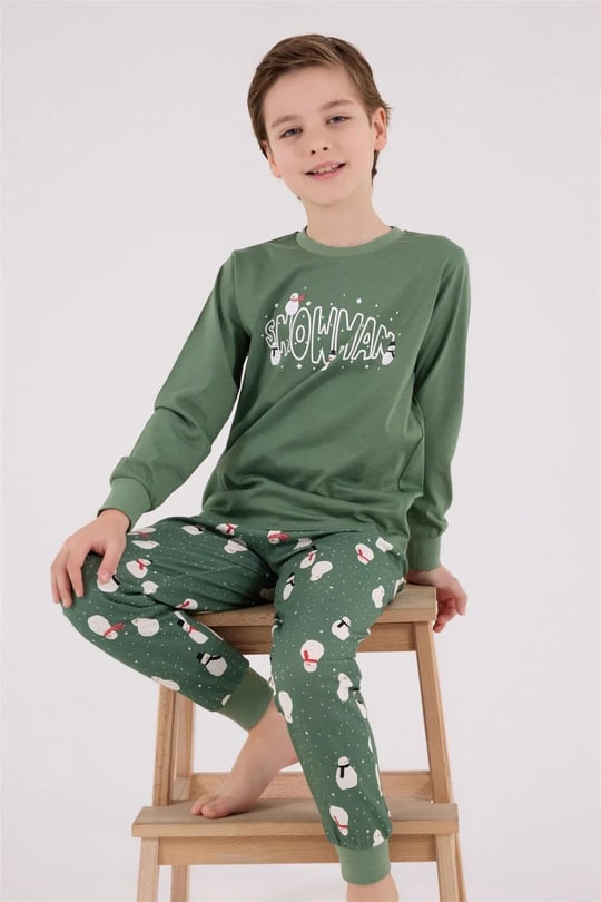 RolyPoly Erkek Çocuk Baskılı Pijama Takımı Yeşil RP3680-2
