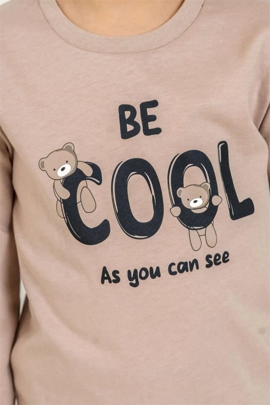 RolyPoly Erkek Çocuk Baskılı Pijama Takımı Bej RP3870-3