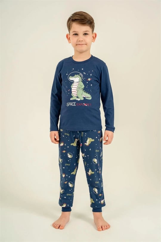 RolyPoly Erkek Çocuk Baskılı Pijama Takımı Lacivert RP3862-3