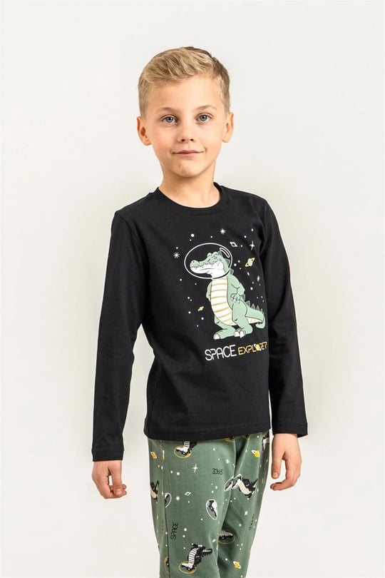 RolyPoly Erkek Çocuk Baskılı Pijama Takımı Siyah RP3862-3