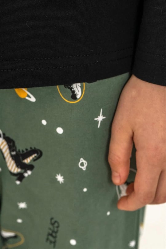 RolyPoly Erkek Çocuk Baskılı Pijama Takımı Siyah RP3862-3