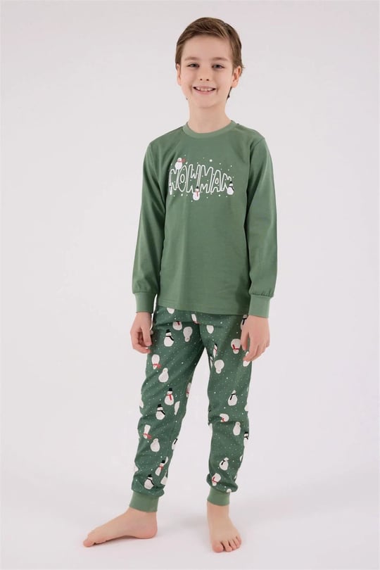 RolyPoly Erkek Çocuk Baskılı Pijama Takımı Yeşil RP3680-2