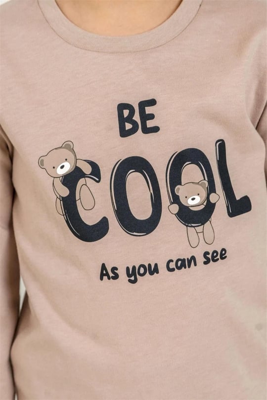 RolyPoly Erkek Çocuk Baskılı Pijama Takımı Bej RP3870-3