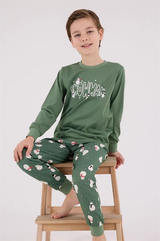 RolyPoly Erkek Çocuk Baskılı Pijama Takımı Yeşil RP3680-2