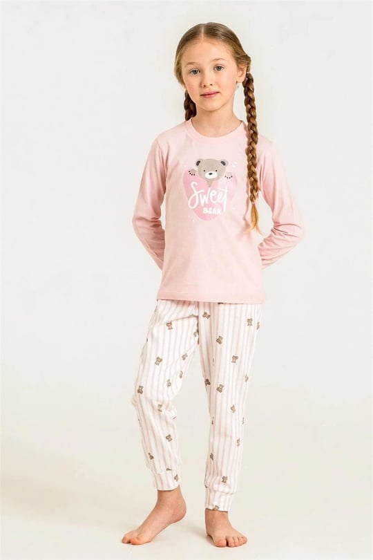 RolyPoly Kız Çocuk Baskılı Pijama Takımı Pembe RP3911-3
