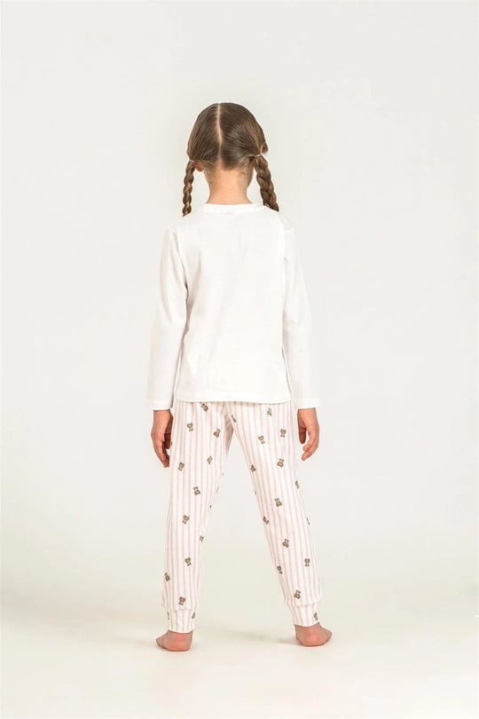 RolyPoly Kız Çocuk Baskılı Pijama Takımı Beyaz  RP3912-3