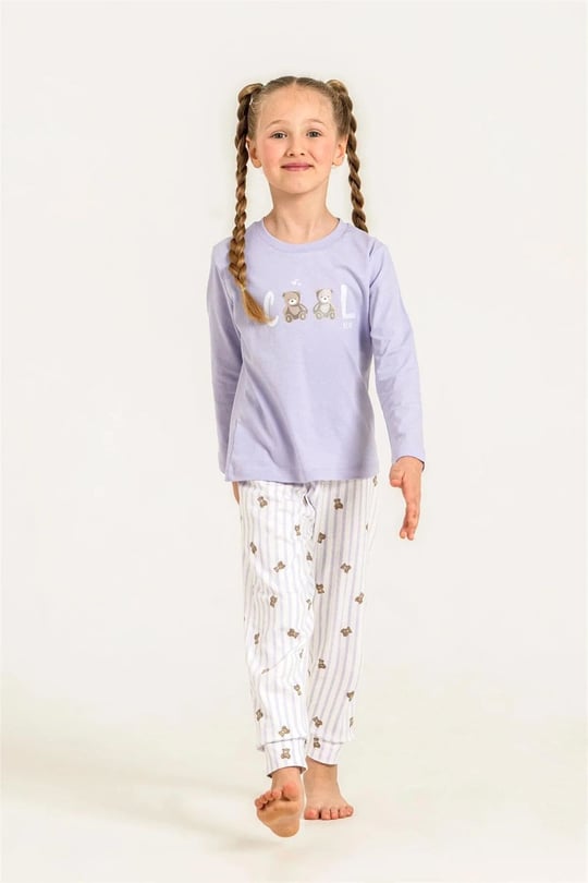 RolyPoly Kız Çocuk Baskılı Pijama Takımı Lila RP3912-3