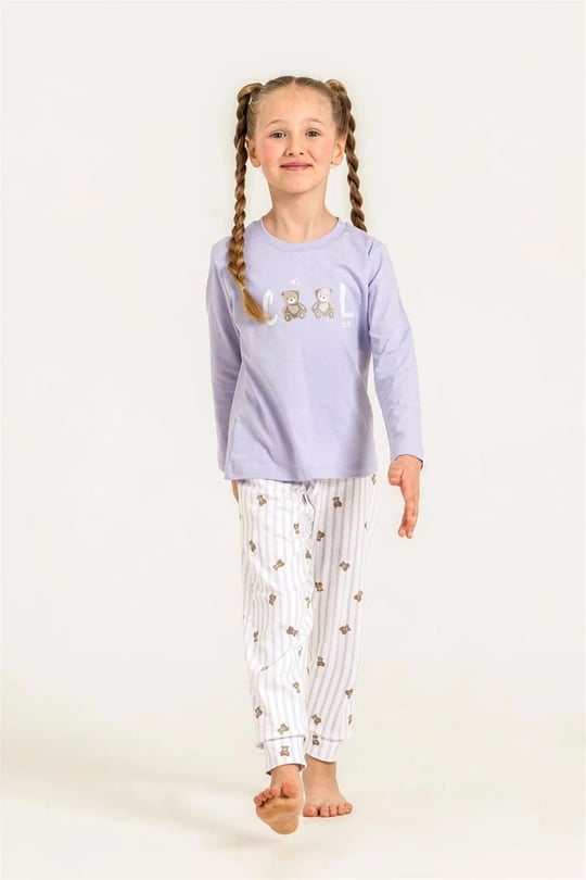 RolyPoly Kız Çocuk Baskılı Pijama Takımı Lila RP3912-3