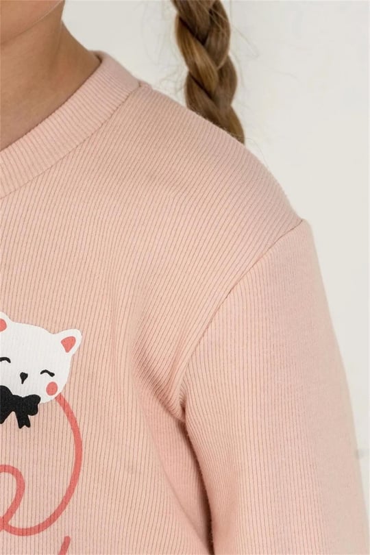 RolyPoly Kız Çocuk Baskılı Tayt Üst Takım Somon RP3900-3
