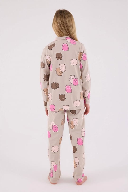 RolyPoly Kız Çocuk Pijama Takımı Bej RP3706-G