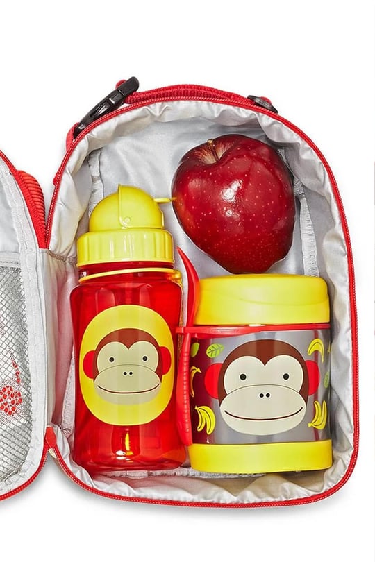 Skip Hop Zoo Beslenme Seti Maymun Pipetli Suluk - Çerez Kabı - Çelik Termos