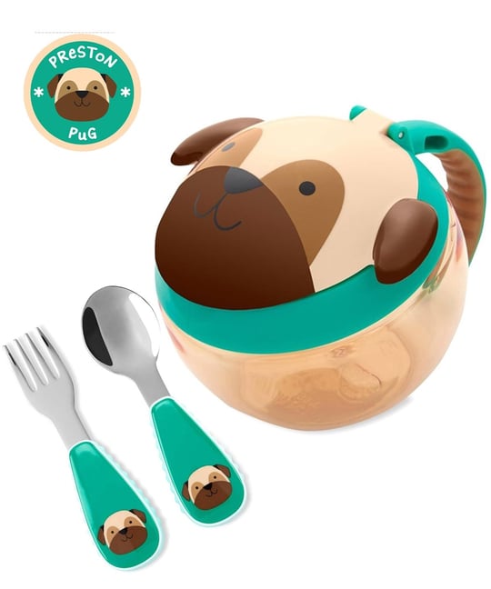 Skip Hop Zoo Çatal Kaşık - Çerez Kabı Pug Seti
