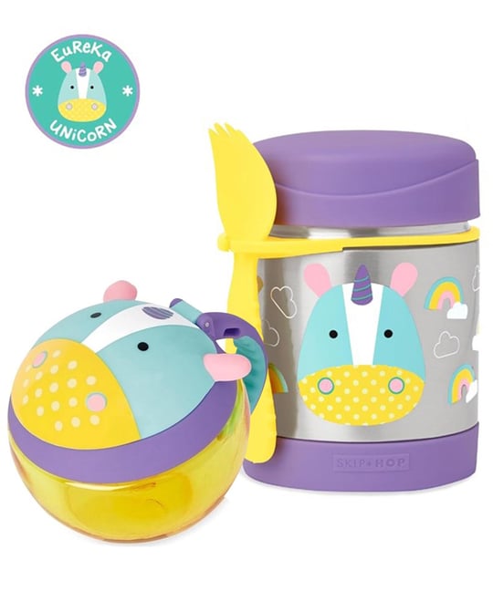 Skip Hop Zoo Paslanmaz Çelik Termos - Çerez Kabı Unicorn Set