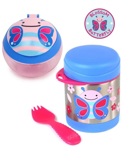 Skip Hop Zoo Paslanmaz Çelik Termos - Çerez Kabı Kelebek Set