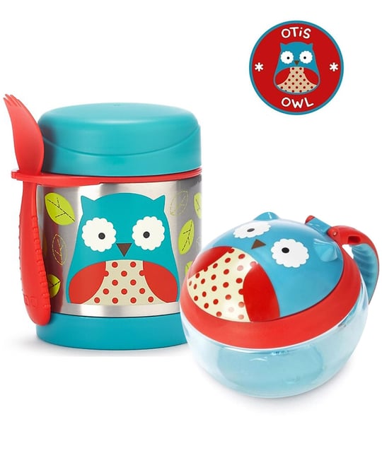 Skip Hop Zoo Paslanmaz Çelik Termos - Çerez Kabı Baykuş Set