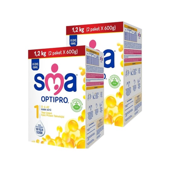 SMA Optipro 1 Probiyotik Bebek Sütü 1200 gr 2 Adet