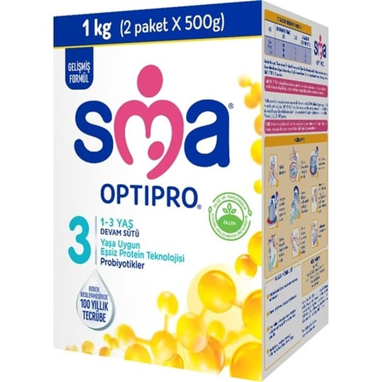Sma Optipro Probiyotikli 3 1 kg (500 gr x 2 Paket) 1-3 Yaş Devam Sütü