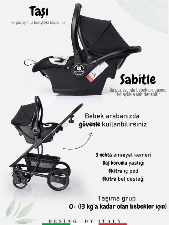 Sunny Baby 9023 İcon Travel Sistem Bebek Arabası Siyah 