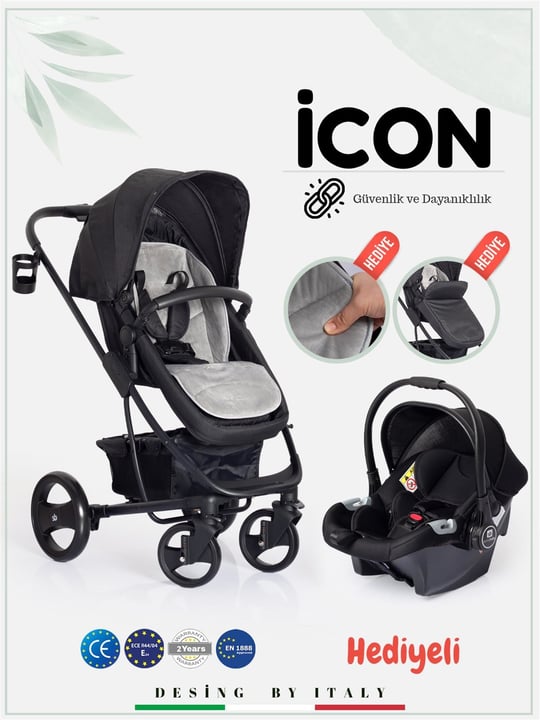 Sunny Baby 9023 İcon Travel Sistem Bebek Arabası Siyah 