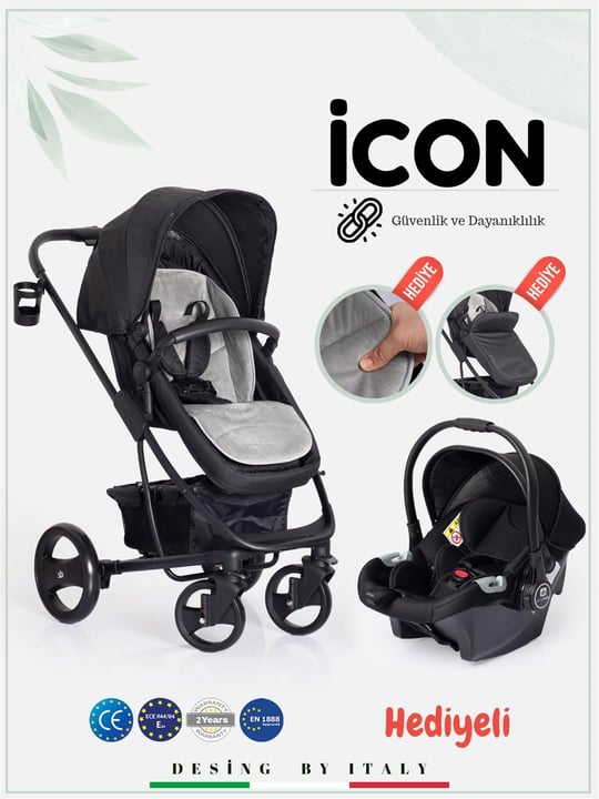 Sunny Baby 9023 İcon Travel Sistem Bebek Arabası Siyah 
